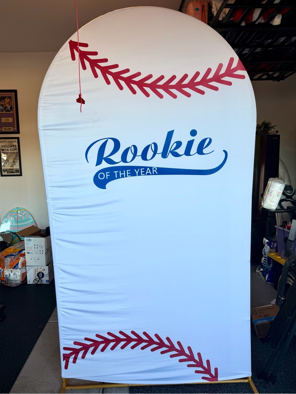 Rookie of the Year Baseball Backdrop - White & Red